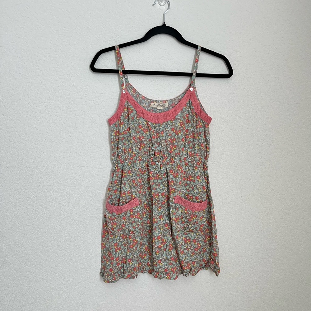 Forever 21 lace & floral mini tunic dress S
